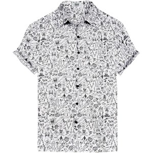 LA LEELA Men's Halloween Costumes Hawaiian Shirts Short Sleeve Button Down Shirt Mens Party Shirts Tropical Shirts for Men - 1 of 4