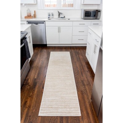 Beige and Brown Reversible Outdoor Runner Rug