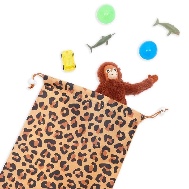 Blue Panda 12 Pack Animal Print Drawstring Gift Bags for Jungle Safari Birthday Party Favors (4 Designs, 10 x 12 In), 4 of 9
