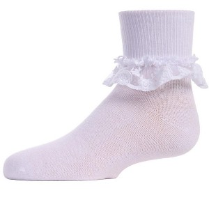Memoi Girls' Layered Lace Cotton Blend Anklet Socks - 1 of 3