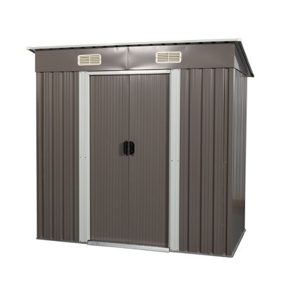 NicBex Metal Outdoor Storage Shed with Double Lockable Doors and Air Vent/Transparent Plate for Backyard Garden,Patio