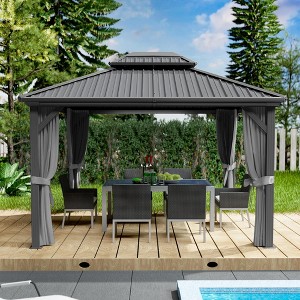 Kozyard Caesar Aluminum Hardtop Gazebo Metal Pavilion with Netting and Shaded Curtains for Patio, Backyard Deck - 1 of 4