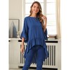 INSPIRE CHIC Women's High Low 3/4 Bell Sleeve Keyhole Back Ruffle Hem Asymmetrical Blouse - 3 of 4