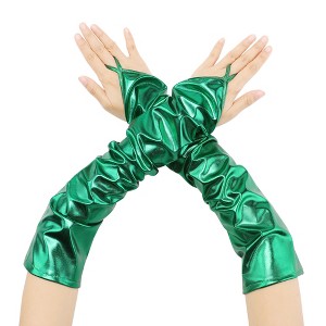 INSPIRE CHIC Women's Finger Loop Shiny Metallic Gloves 1 Pair - 1 of 4