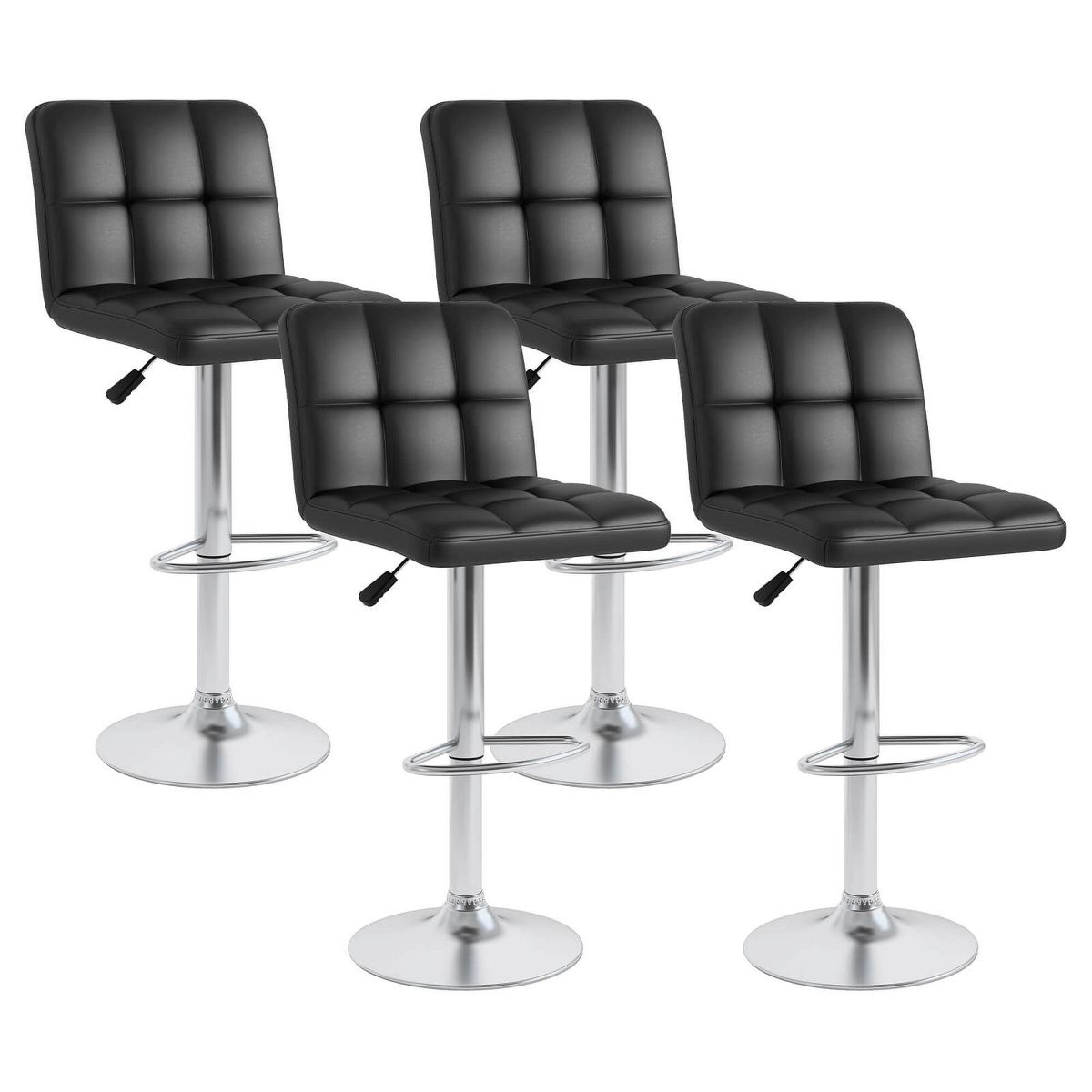 Costway Modern Swivel Bar Stools Set of 4 with Heavy-duty Metal Base & Footrest Back White/Black/Brown