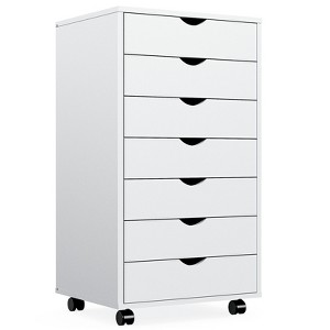 DOMETOUR 5 Drawer Mobile Storage Cabinet Dressers with Wheels for Office Bedroom Home White - 1 of 4