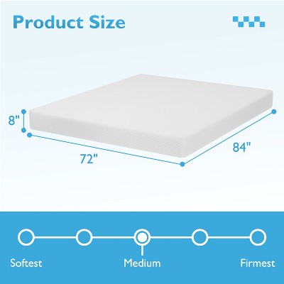 California King White Gel Memory Foam Mattress with Removable Cover
