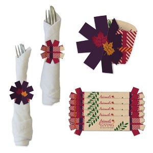 Big Dot of Happiness Friends Thanksgiving Feast - Friendsgiving Paper Napkin Holder - Napkin Rings - Set of 24 - 1 of 4