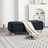 Square Storage Ottoman Bench,Upholstered Velvet Fabric Ottoman Stool Seat With Safety Hinge,Gold Decoration Strip,Ottoman Stool Seat-Cuddlewood - 3 of 4