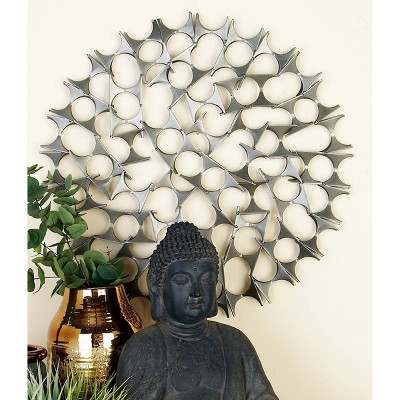 Set of 3 Silver Metal Starburst Wall Sculptures