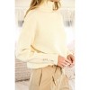 Women's Turtleneck Pearl Button Rib Sweater - Vine & Love - 2 of 2