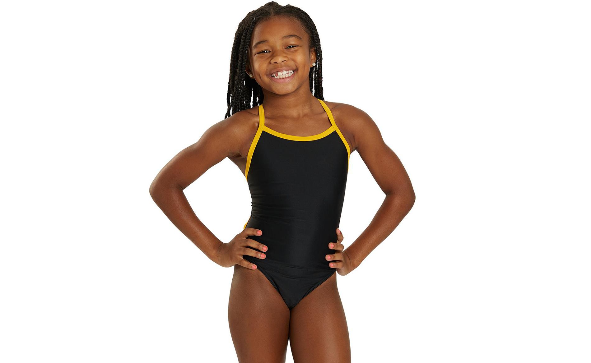 Sporti Solid Piped Thin Strap One Piece Swimsuit (22-44)