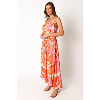 Pink and Orange Floral Crop Top and Skirt Set