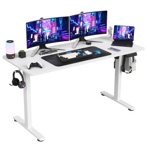 Lirago Electric Adjustable Height Standing Desk with Splice Board-Home Office Desk for Healthy Work Lifestyle-White - 1 of 4