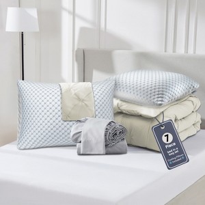 Nestl Comforter Set, 9 Piece Pinch Pleated Bedding Set, Bed in a Bag, All season Bed Set with Cooling Pillows - 1 of 4