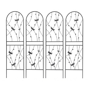 Lirago Black 4 pieces Weatherproof Multi-functional Outdoor Screen-Laser-Cut Galvanized Steel Panel 70.86"Hx19.68"Wx0.51"D - 1 of 4