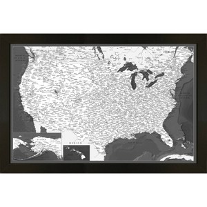 Home Magnetics Standard Modern US Map - Black/Distressed - 1 of 4