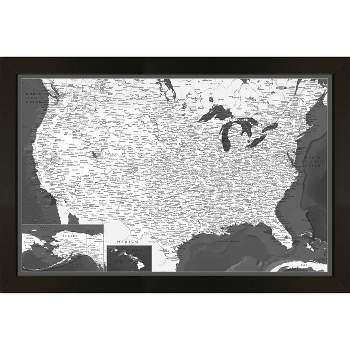 Home Magnetics Standard Modern US Map - Black/Distressed