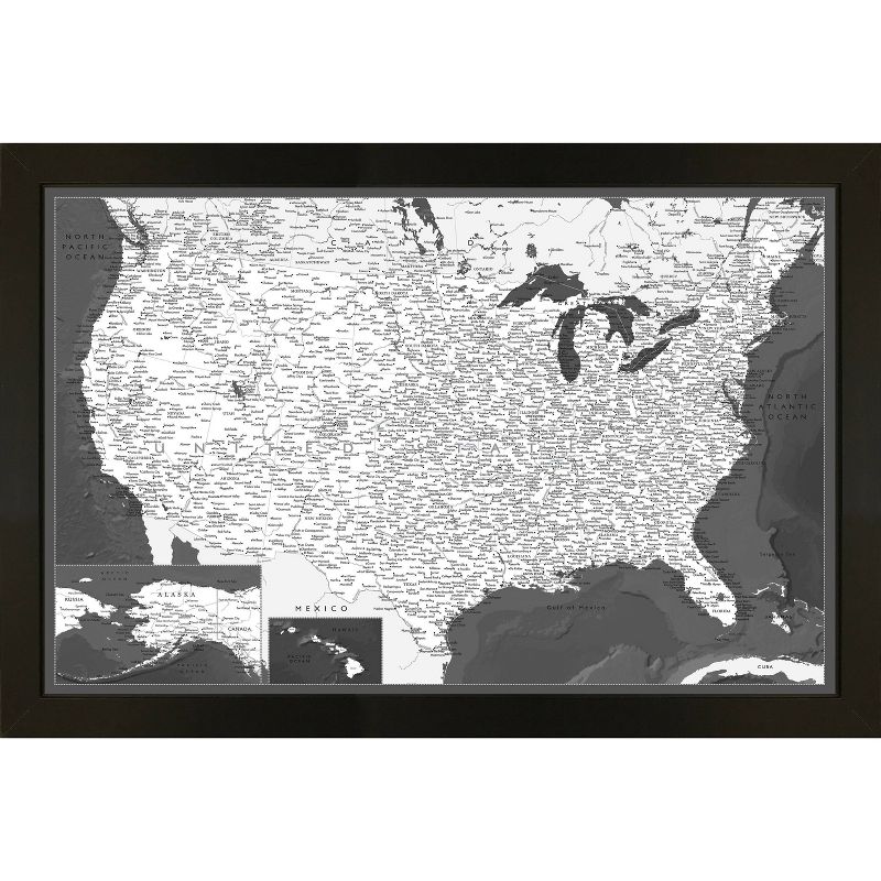 Home Magnetics Standard Modern US Map - Black/Distressed, 1 of 5