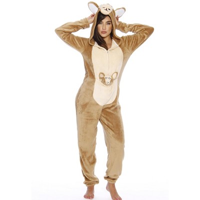 Just Love Womens One Piece Velour Kangaroo With Joey Adult Onesie ...