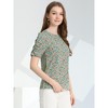 INSPIRE CHIC Women's Floral Summer Crew Neck Casual Shirred Short Sleeve Blouse - 4 of 4