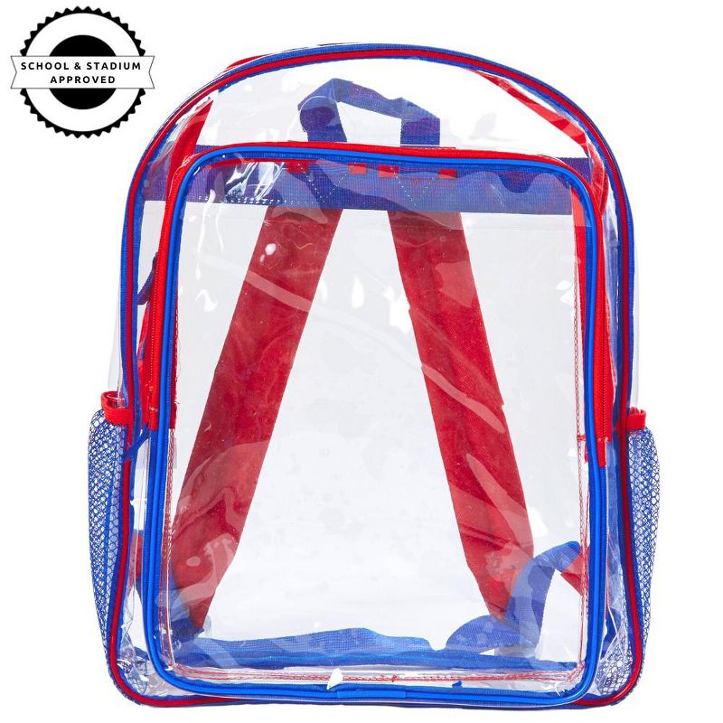 RALME Red and Blue Clear Backpack for School, 16 inch Stadium Approved Transparent Bag, 5 of 8