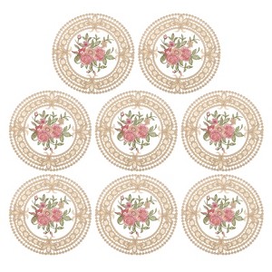 Unique Bargains Polyester Floral Pattern Vintage Lace Absorbent Coasters - 1 of 4