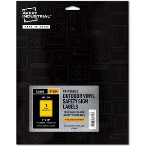 Avery - Adhesive Printable Vinyl Signs - Yellow - 7 in. - 15 Labels - 15 Sheets - 1 of 3