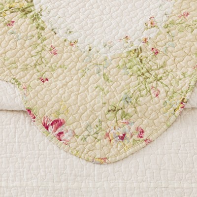 Queen Pink Cotton Reversible Floral Bedspread