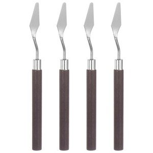 Unique Bargains Stainless Steel Wood Handle Flexible Polished Painting Mixing Scraper 4 Pcs - 1 of 4