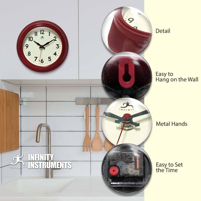 8.5" Retro Diner Wall Clock - Infinity Instruments, 4 of 8