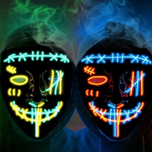 Whizmax[2PACK]Halloween Led Scary Mask -Purge Mask with 3 Lighting Modes for Cosplay Costume - 1 of 4