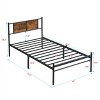 Metal bedframe,Headboard with wood panel decoration,black - 2 of 4