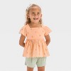 OshKosh B'gosh Toddler Girls' Floral Top and Olive Shorts Set - Pink - 3 of 4