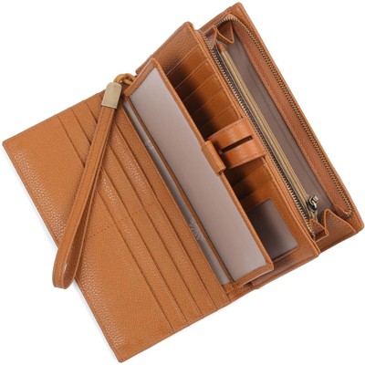 FATMOON Women’s Large Capacity RFID Blocking Leather Wallet - Easy-to-Use Checkbook Organizer with Removable Cover for Travel,Daily Use