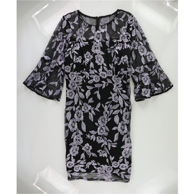 Alex Evenings Womens Floral Embroidered, Illusion Midi Dress