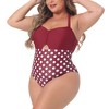 Agnes Orinda Women's Plus Size Halter Knot Bust One Piece Swimsuit Sets - 2 of 4