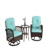 3-Piece Outdoor Swivel Rocker Patio Set – 360° Rotating Chairs with Cushions And Tempered Glass Table-Maison Boucle - 3 of 4