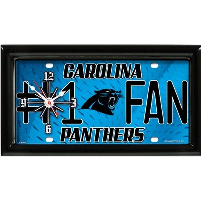 NFL Wall/Desk Analog Clock, #1 Fan with Team Logo - Carolina Panthers