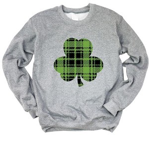 Simply Sage Market Women's Graphic Sweatshirt Buffalo Plaid Clover - 1 of 4