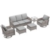 Sonkuki 6 Pieces Patio Sofa with Swivel Rocking Chairs Set, All-Weather PE Rattan Conversation Couch with Cushion - 2 of 4