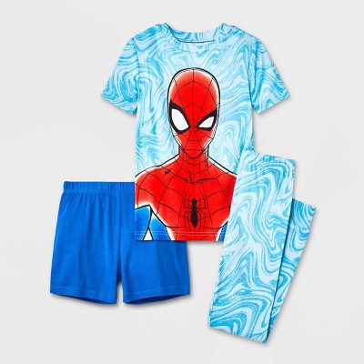 Boys' Marvel Spider-Man 3pc Marble Print Pajama Set - Blue