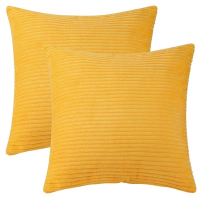 Soft Corduroy Corn Striped Velvet Series Decorative Throw Pillow, 18 x  18, Orange, 2 Pack