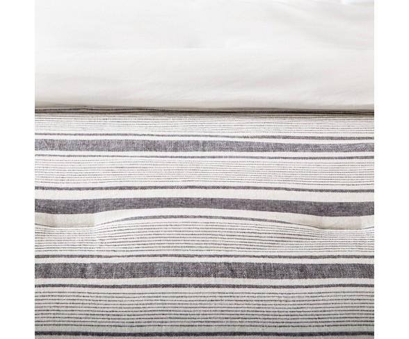 Twin Comforter Set Yarn Dye Stripe Railroad Gray / Sour Cream - Hearth & Hand&#153; with Magnolia