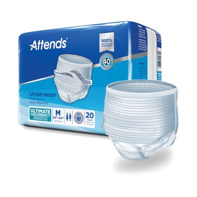 Attends Advanced Disposable Underwear Pull On with Tear Away Seams Medium, APP0720, Heavy, 20 Ct