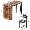Bar Table and Chairs Set, 3 Piece Bar Table Set with Flip Top Extension and Storage Shelves, Suitable for Small Space Kitchen Apartment - 3 of 4