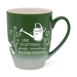 Elanze Designs Like Scattered Seeds Memories Bloom Forever Two Toned Ombre Matte Green and White 12 ounce Ceramic Stoneware Coffee Cup Mug - 1 of 4