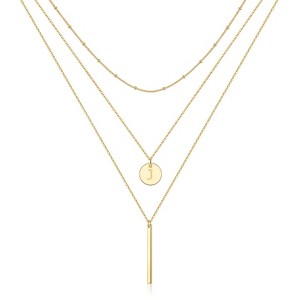 Turandoss 3PCS Gold Initial Layered Necklaces for Women, Stacking Coin Letter Pendant Y Necklace, Gold Jewelry for Women, Birthday Gifts for Her - 1 of 4