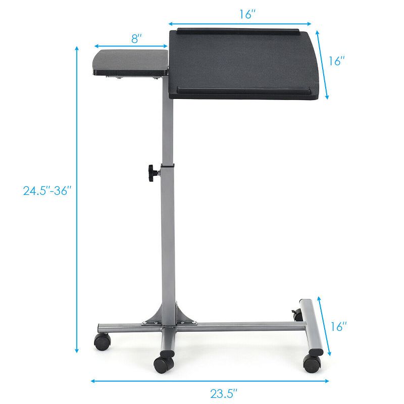 Costway Mobile Standing Desk Height Adjustable Sit to Stand Laptop Desk White/Black, 3 of 11