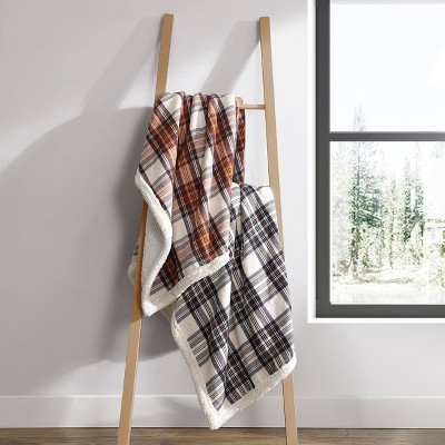 Cozy Cabin 50"x60" Red Plaid Sherpa Fleece Reversible Throw